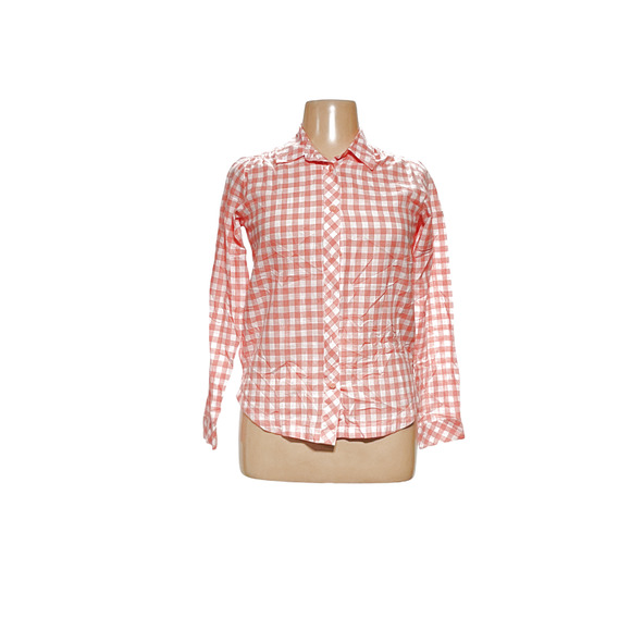 Columbia Women's Orange Gingham Button-Up - Picture 1 of 4